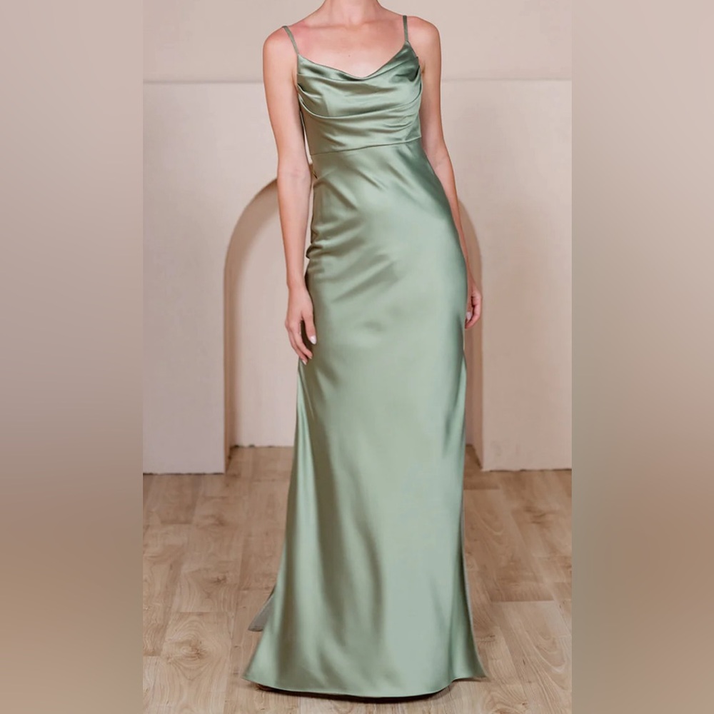 Green silky gown